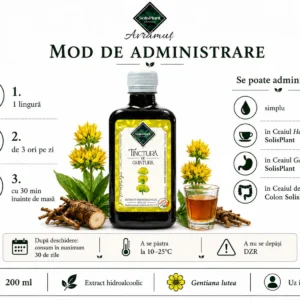 Tinctură de Ghințură 200ml- SolisPlant Avrămuț