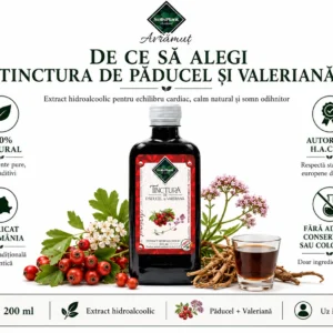 Tinctură de Păducel și Valeriană 200 ml- SolisPlant Avrămuț