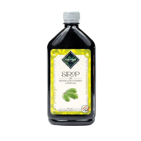 sirop muguri de pin pătlagină propolis SolisPlant Avrămuț – supliment alimentar natural pentru căile respiratorii